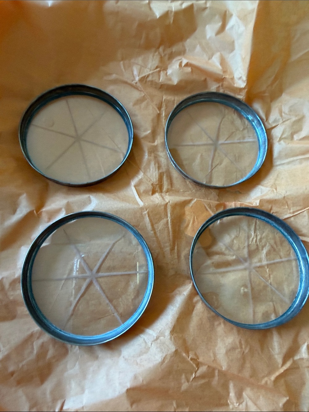 Princess House Clear Glass Coasters with Silver-Tone Metal Rims